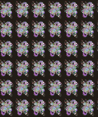 Düz Çiçek Elementleri Tasarımı. Renkli Bahar Teması eskiz kalıbı. Raster güzel kumaş deseni çiziyor. Çiçek deseni.