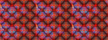 Moda baskıları için zarif bir şablon. Halk tarzı. Modern çiçek arkaplanı. Parlak renkli çiçekleri ve kırmızı yaprakları olan harika bir çiçek deseni..