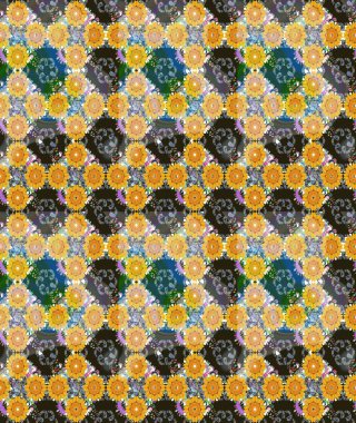 Soyut etnik raster çizim kalıbı. Arkaplan dokusu, duvar kağıdı, sarı renkli çiçek teması. Kabile sanatı boho baskısı, klasik çiçek arkaplanı.