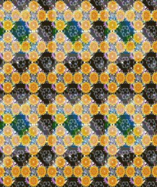 Soyut etnik raster çizim kalıbı. Arkaplan dokusu, duvar kağıdı, sarı renkli çiçek teması. Kabile sanatı boho baskısı, klasik çiçek arkaplanı.