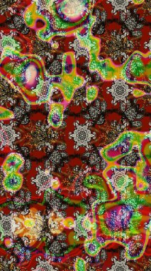 Tekstil için suluboya eskiz deseni. El çizimi çiçek çizimi deseni (fayans). Şirin çiçekli, desenli, rengarenk çizim deseni.