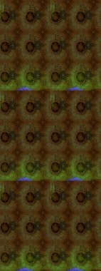 Raster illüstrasyonu. Şirin karalamalı çiçek desenli çizim. Eskiz tarzı kahverengi ve yeşil renklerde. Raster illüstrasyonu. El yapımı çiçek ve bitki koleksiyonu.