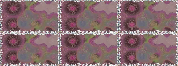 Raster illüstrasyonu. El çizimi çiçekli, soyut, pürüzsüz desen. Kahverengi renkte çiçekler.