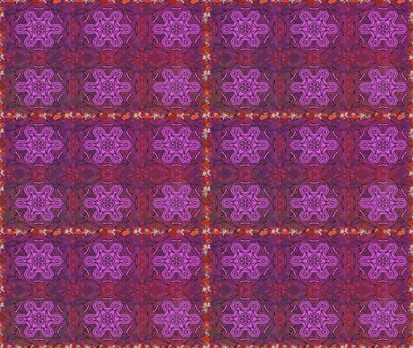 Renkli Bahar Temalı Kusursuz Arkaplan. Düz Çiçek Elementleri Tasarımı. Mor ve mor renkli çiçekler. Raster illüstrasyonunda kusursuz çiçek deseni.