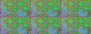 Raster düz çiçekleri pürüzsüz desen. Hediye ambalaj kağıdı, tebrik kartları, posterler ve pankart tasarımı. Yeşil ve mavi renkte çiçekler.