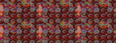 El çizimi. Çiçekli, yapraklı, çiçek desenli eskiz. Raster illüstrasyonu.