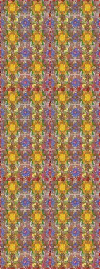 Childish design. Cute floral background for textile, fabric, wrapping, scrapbooking. Raster seamless pattern with hand drawn doodle flowers. On brown and beige backdrop.