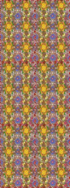 Childish design. Cute floral background for textile, fabric, wrapping, scrapbooking. Raster seamless pattern with hand drawn doodle flowers. On brown and beige backdrop.