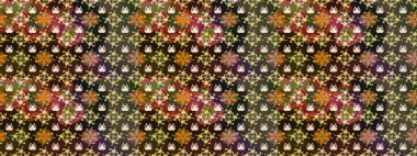 Varicolobrown Raster çizimi. Küçük çiçekteki sevimli çiçek deseni. Birçok kahverengi ve soyut çiçekli tropikal çizim deseni.