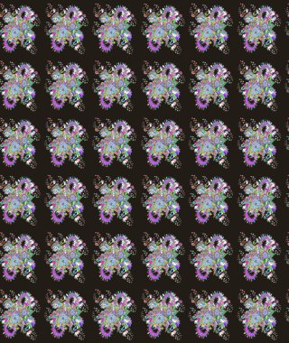 Düz Çiçek Elementleri Tasarımı. Renkli Bahar Teması eskiz kalıbı. Raster güzel kumaş deseni çiziyor. Çiçek deseni.