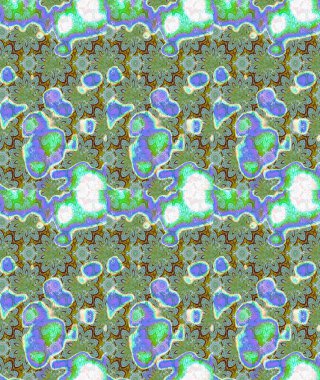 Raster illüstrasyonundaki çiçek desenli çizim. Yeşil renkte çiçekler.