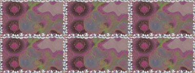 Raster illüstrasyonu. El çizimi çiçekli, soyut, pürüzsüz desen. Kahverengi renkte çiçekler.