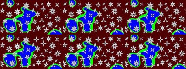 Raster stili kumaş deseni. Çiçekler suluboya çizim deseni.