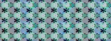 Çok mavi, zarif küçük çiçekler ve mavi renkli komik böcekler, raster desen, illüstrasyon.