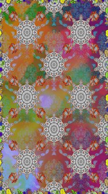 Raster illüstrasyonunda kusursuz çiçek deseni. Gri renkli çiçekler. Renkli Bahar Temalı Kusursuz Arkaplan. Düz Çiçek Elementleri Tasarımı.