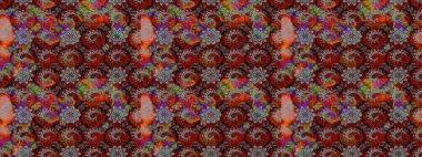 El çizimi. Çiçekli, yapraklı, çiçek desenli eskiz. Raster illüstrasyonu.