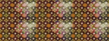 Klasik çiçek tasarımı elementleri. Raster illüstrasyonu. Kahverengi ve bej kıvırcık çiçekler kahverengi ve bej renklerde.