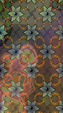 Renkli Bahar Teması eskiz kalıbı. Düz Çiçek Elementleri Tasarımı. Kahverengi renkli çiçekler. Sevimli çiçek raster deseni.