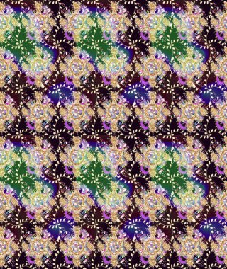 Raster deseni. Bahar çiçekleriyle desen dalla, bej renklerle çiçek siluetiyle.