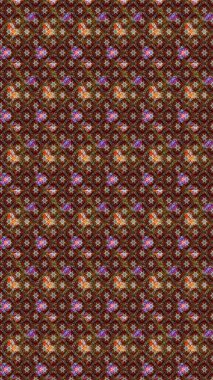 Kahverengi renklere karalama yapan çiçek desenli çizim. Raster illüstrasyonu.