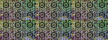 Dekoratif simetri arabesk. Gri renklerde altın. Raster illüstrasyonu. Kusursuz ortaçağ çiçek deseni. Doğum günü, davetiye ya da afiş için tebrik kartı.