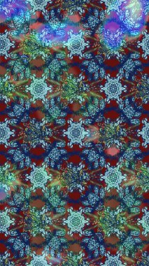 Hediye ambalaj kağıdı, tebrik kartları, posterler ve pankart tasarımı. Raster düz çiçek çizim deseni. Mavi ve yeşil renkte çiçekler.