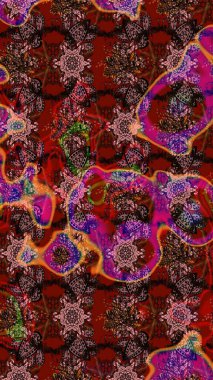 Kahverengi ve kırmızı renkte güzel çiçekler, suluboya desenli, duvar kağıdı, kart ya da kumaş için fayanslı eskizler. Raster..