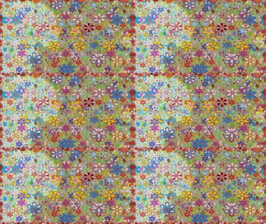 Tarafsız ve yeşil renklerde. Raster illüstrasyonunda kusursuz çiçek deseni. Raster illüstrasyonu. Güzel kumaş deseni.