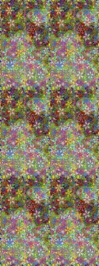 Çiçeksiz desenli nakış işlemeli gelincikler ve vadideki zambaklar. Raster geleneksel çiçek buketi yeşil ve nötr renklerde tekstil tasarımı için.