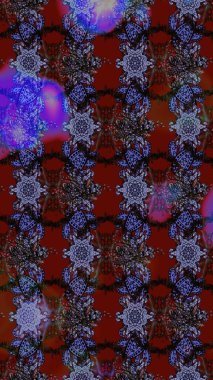 Suluboya elle çizilmiş çiçek desenli eskiz deseni. Parlak renkli fantezi çiçekleri, yapraklar, kırmızı ve mor renkli tomurcuklar ve kırmızı ve mor.