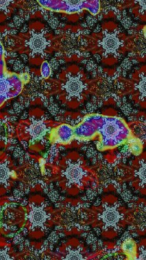 Soyut etnik raster çizim kalıbı. Kabile sanatı boho baskısı, klasik çiçek arkaplanı. Arkaplan dokusu, duvar kağıdı, kahverengi ve gri renkli çiçek teması.