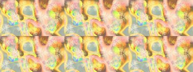 Çiçekler. Soyut etnik raster çizim kalıbı. Vadinin bej renkli çiçekleri.