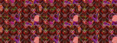 Raster illüstrasyonu. Raster illüstrasyonundaki çiçek desenli çizim. Güzel kumaş deseni. Kahverengi renklerde.