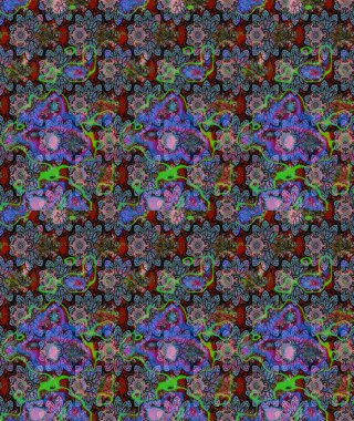 Raster illüstrasyonu. Tarafsız renklerde çiçekler. El çizimi çiçekli soyut çizim deseni.