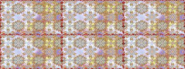 Düz Çiçek Elementleri Tasarımı. Raster illüstrasyonu. Çiçek deseni. Kusursuz Chichi kumaş deseni. Renkli Bahar Teması Kusursuz Arkaplan.