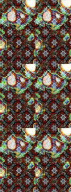 Raster illüstrasyonu. Kahverengi, gri ve yeşil renklerde. Çiçekli güzel suluboya desen.