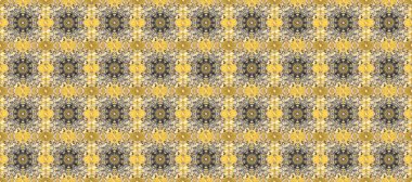 Altın çiçekli, pürüzsüz desen. Sarı, gri ve bej renklerde altın bir element. Barok tarzında altın çiçekli süs. Damask arkaplanı.