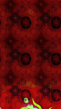 Kırmızı renkte etnik çiçeklerle süslenmiş zarif bir eskiz şekli. Raster Çiçek İllüstrasyon Şirin Tekstil.