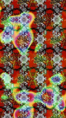 Halk tarzı. Modern çiçek arkaplanı. Parlak renkli çiçekleri ve gri, kahverengi ve kırmızı renkte yaprakları olan harika bir çiçek deseni. Moda baskıları için zarif bir şablon.