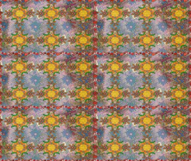 Raster illüstrasyonu. Çiçek desenli çizim. Tarafsız renklerde Asyalı tekstil.