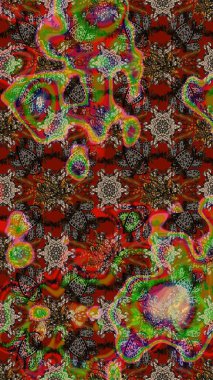 Raster Modaya uygun kumaş deseni. Düz Çiçek Elementleri Tasarımı. Renkli Bahar Teması eskiz kalıbı. Kahverengi ve kırmızı renkli şirin çiçek deseni.