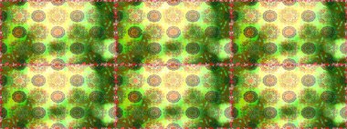 Çiçekli karalama şeklinde Raster çiçek deseni. Yeşil ve kahverengi renkli çiçekler. Nazikçe, güzel çiçek arkaplanı..