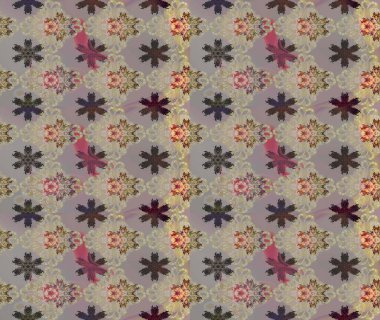 Küçük çiçekli yay deseni çiz. Raster illüstrasyonu. Suluboya tarzında gri renkler üzerine.