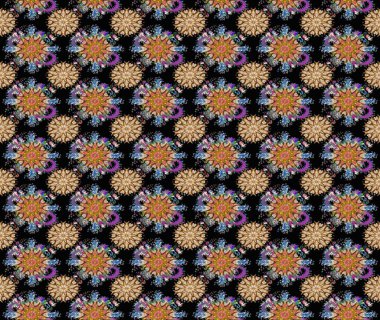 Siyah renklerde. Çiçekli güzel suluboya desen. Raster illüstrasyonu.