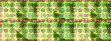 Tekrarlayan çiçek arkaplanı, zarif yeşil ve kahverengi çiçek duvar kağıdı. Çiçek desenleri yeşil ve kahverengi renklerde, el yapımı papatyalar, papatyalar.