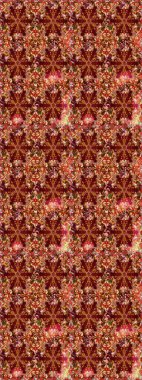 Klasik raster sarısı, kusursuz desen. Çiçek süsü kumaş deseni, cam, çiçek desenli metal altın elementli kırmızı renkte..