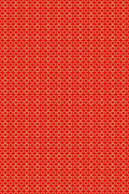 Damask altın soyut çiçek deseni turuncu, bej ve kırmızı renklerde. Raster illüstrasyonu. Süsleme.