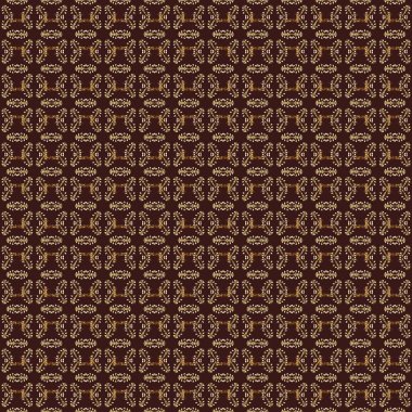Raster illüstrasyonu. Tekrarlayan elementlerle soyut arkaplan oluşturun. Kusursuz damaske klasik altın desen. Kahverengi, bej ve nötr renklerdeki altın pürüzsüz desen altın elementlerle.