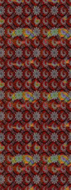 Raster illüstrasyonu. Çiçek buketleriyle klasik bir eskiz şekli. Kahverengi ve kırmızı renklerde.