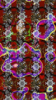 Raster illüstrasyonu. Raster. Eski usul. Kumaş, tekstil, duvar kağıdı baskısı için. Tomurcukları çiçek olan sevimli bir çiçek deseni. Taslak arkaplan.